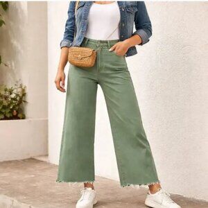 Joe’s Jeans High‑Rise Wide‑Leg Jeans – Thyme Green Size 31